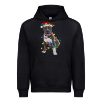 Black Pitbull With Christmas Lights Urban Hoodie - RanaPortraitStore