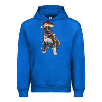 Cobalt Pitbull With Christmas Lights Urban Hoodie - RanaPortraitStore