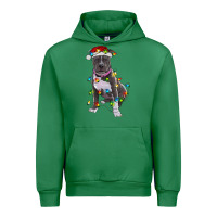 Emerald Pitbull With Christmas Lights Urban Hoodie - RanaPortraitStore