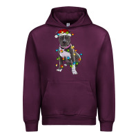 Mauve Wine Pitbull With Christmas Lights Urban Hoodie - RanaPortraitStore