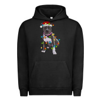 Pigment Black Pitbull With Christmas Lights Urban Hoodie - RanaPortraitStore