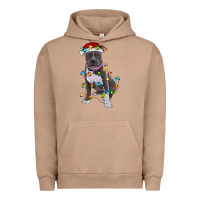 Pigment Burro Pitbull With Christmas Lights Urban Hoodie - RanaPortraitStore