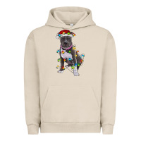 Pigment French Oak Pitbull With Christmas Lights Urban Hoodie - RanaPortraitStore