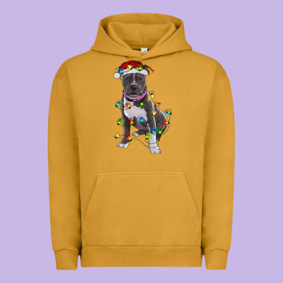 Urban Hoodie Pitbull With Christmas Lights