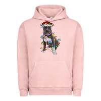 Pigment Salmon Pitbull With Christmas Lights Urban Hoodie - RanaPortraitStore