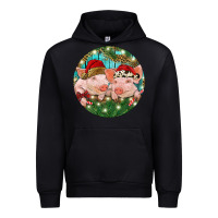 Black Christmas Pigs Urban Hoodie - RanaPortraitStore