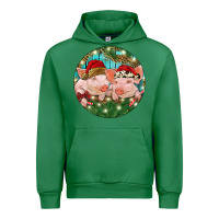 Emerald Christmas Pigs Urban Hoodie - RanaPortraitStore