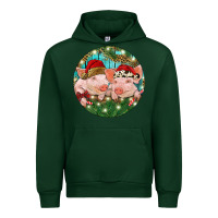 Forest Green Christmas Pigs Urban Hoodie - RanaPortraitStore