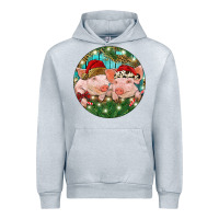 Heather Grey Christmas Pigs Urban Hoodie - RanaPortraitStore