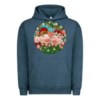 Pigment Midnight Navy Christmas Pigs Urban Hoodie - RanaPortraitStore