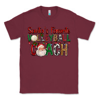Burgundy Santa's Favorite Volleyball Coach For Christmas Classic Tee - FaDigitalArtStudio