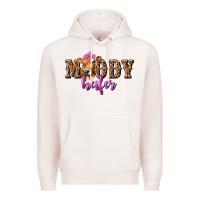 Pale Pink moody heifer with leopard tbw Premium Hoodie - texasbilliewilder