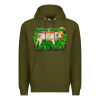 Army Green Thick Thighs Lucky Vibes Charolais Bull Premium Hoodie - RanaPortraitStore