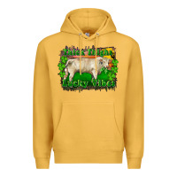 Mustard Thick Thighs Lucky Vibes Charolais Bull Premium Hoodie - RanaPortraitStore