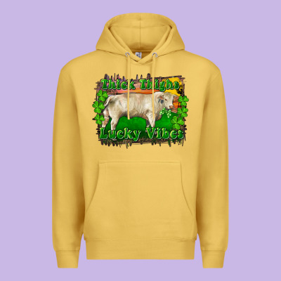 Premium Hoodie Thick Thighs Lucky Vibes Charolais Bull
