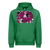 Emerald Pink Christmas Plaid Cowhide Pattern Background Urban Hoodie - RanaPortraitStore