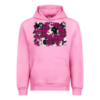 Fuchsia Pink Pink Christmas Plaid Cowhide Pattern Background Urban Hoodie - RanaPortraitStore
