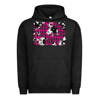 Pigment Black Pink Christmas Plaid Cowhide Pattern Background Urban Hoodie - RanaPortraitStore