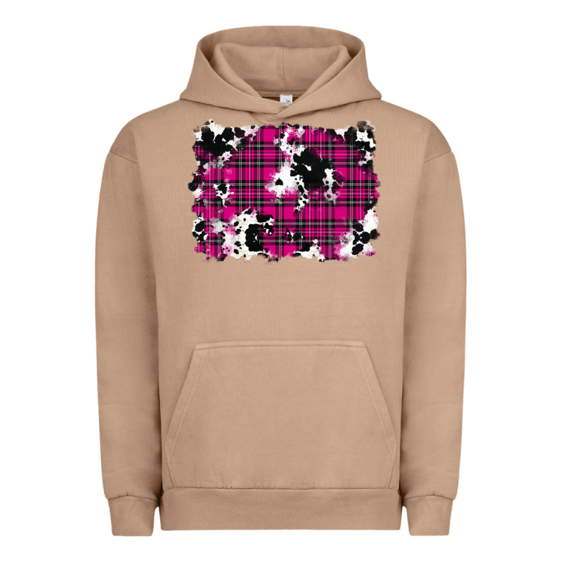 Pink Christmas Plaid Cowhide Pattern Background Urban Hoodie by RanaPortraitStore | Teevron