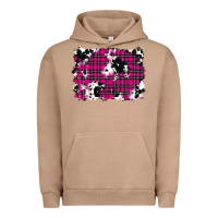 Pigment Burro Pink Christmas Plaid Cowhide Pattern Background Urban Hoodie - RanaPortraitStore