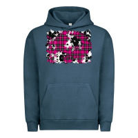 Pigment Midnight Navy Pink Christmas Plaid Cowhide Pattern Background Urban Hoodie - RanaPortraitStore
