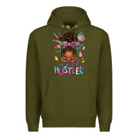 Army Green nail hustler afro messy bun Premium Hoodie - texasbilliewilder