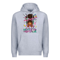 Heather Grey nail hustler afro messy bun Premium Hoodie - texasbilliewilder