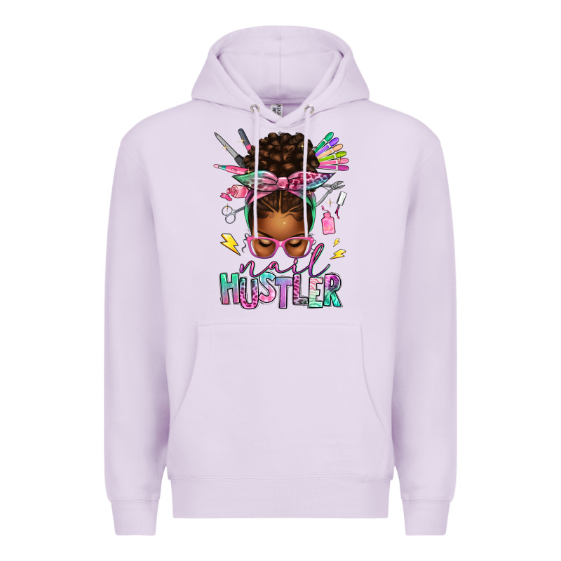 Nail Hustler Afro Messy Bun Premium Hoodie by texasbilliewilder | Teevron