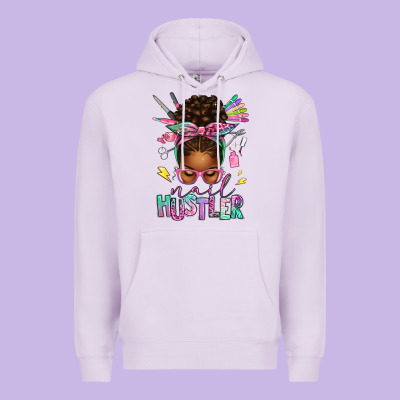 Premium Hoodie nail hustler afro messy bun