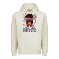 Oatmeal Heather nail hustler afro messy bun Premium Hoodie - texasbilliewilder