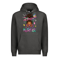 Charcoal Heather nail hustler afro messy bun Premium Hoodie - texasbilliewilder