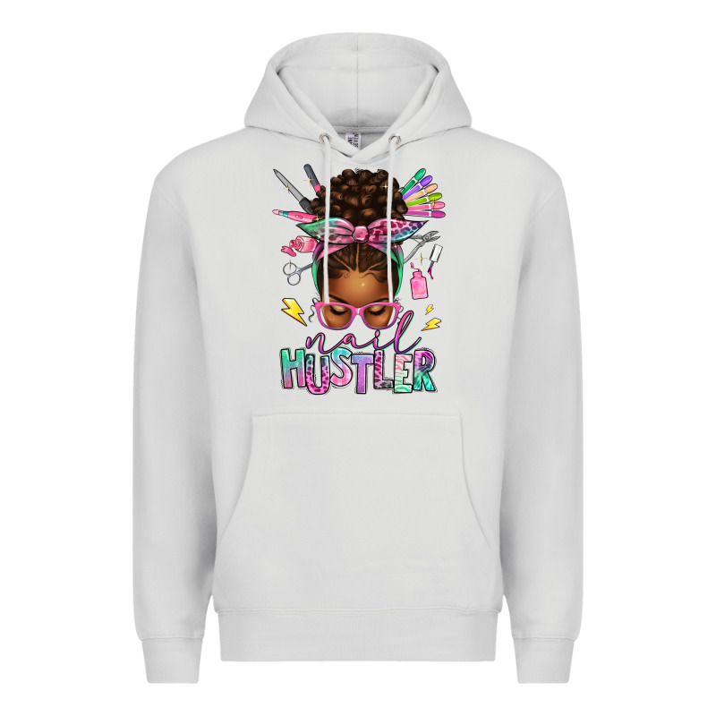 Nail Hustler Afro Messy Bun Premium Hoodie by texasbilliewilder | Teevron