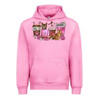Fuchsia Pink cat coffee cups Urban Hoodie - texasbilliewilder