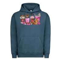 Pigment Midnight Navy cat coffee cups Urban Hoodie - texasbilliewilder