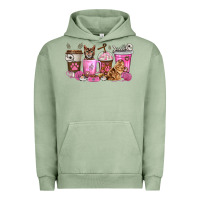 Pigment Oil Green cat coffee cups Urban Hoodie - texasbilliewilder