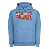 Pigment Pebble Blue cat coffee cups Urban Hoodie - texasbilliewilder