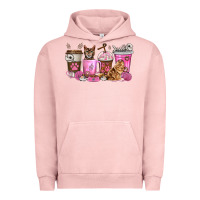 Pigment Salmon cat coffee cups Urban Hoodie - texasbilliewilder