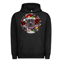 Pigment Black Pitbull And Buffalo Plaid Urban Hoodie - RanaPortraitStore