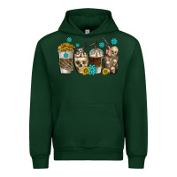 Forest Green coffee cups bull skull with gemstones Urban Hoodie - texasbilliewilder