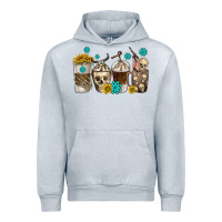Heather Grey coffee cups bull skull with gemstones Urban Hoodie - texasbilliewilder