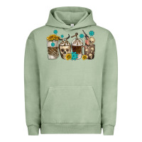 Pigment Oil Green coffee cups bull skull with gemstones Urban Hoodie - texasbilliewilder