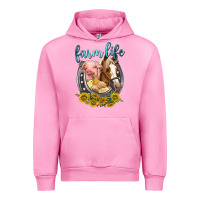 Fuchsia Pink chicken pig horse farm life Urban Hoodie - texasbilliewilder