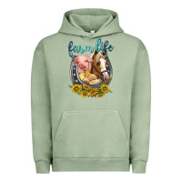 Pigment Oil Green chicken pig horse farm life Urban Hoodie - texasbilliewilder
