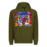 Army Green puerto rico hearts Premium Hoodie - Zillion Design Studio