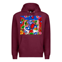 Burgundy puerto rico hearts Premium Hoodie - Zillion Design Studio
