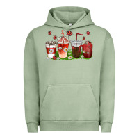Pigment Oil Green coffee cups lady bug with daisies Urban Hoodie - texasbilliewilder