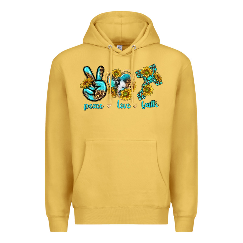 Peace Love Faith Premium Hoodie by texasbilliewilder | Teevron