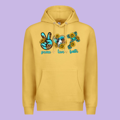 Premium Hoodie peace love faith