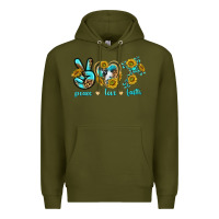 Army Green peace love faith Premium Hoodie - texasbilliewilder