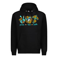 Black peace love faith Premium Hoodie - texasbilliewilder